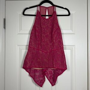 BCBG MAXAZRIA Larke Turkish Rose Lace Asymmetrical Fairycore Lined Halter Size 4